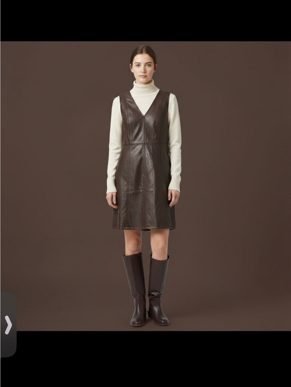 Time and Tru Chocolate Faux Leather Mini Dress